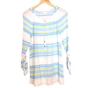J. JILL | Swim Coverup White Blue Striped Medium